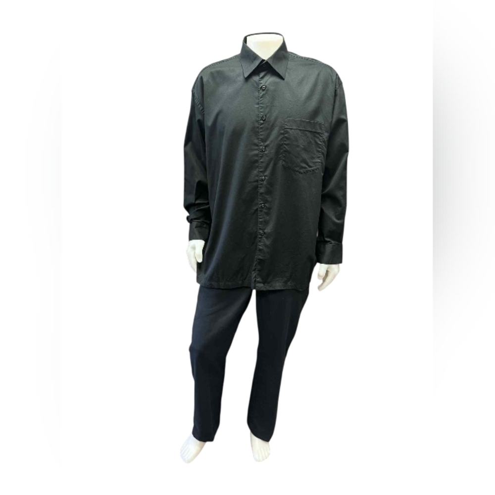 Oscar De La Renta Black Button Down Longsleeve Size 17 1/2 (34/35”)